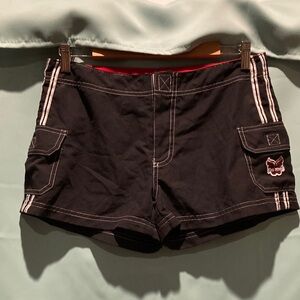 Women’s Black Cargo Shorts with Contrast Stitching